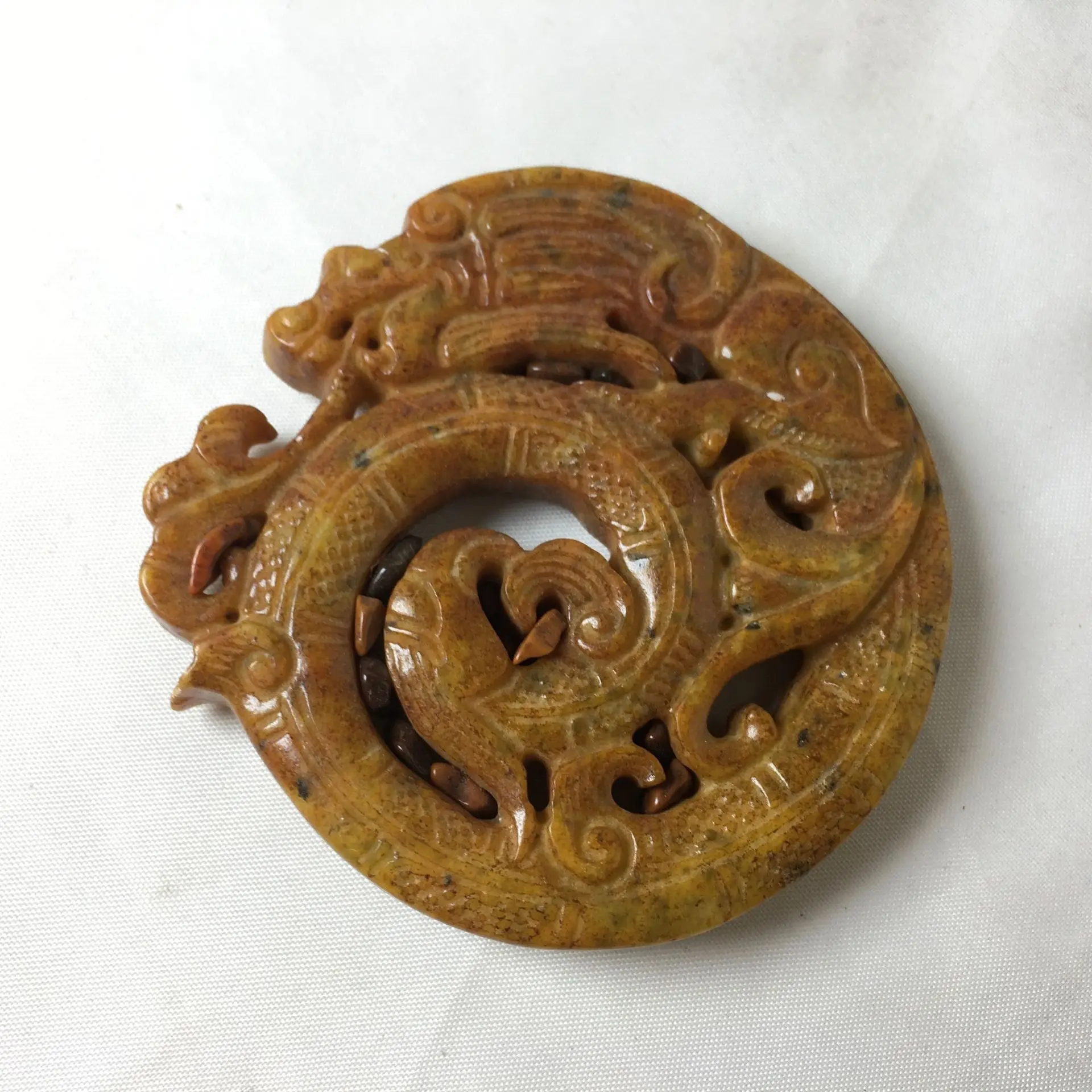 Antique collection vintage jade crafts vintage snowflake jade turtle dragon wrench belt buckle knick-knacks