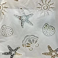 100% Cotton Hollow Out Lace Embroidered Fabric with Shell Pattern for Sewing Dress Clothes DIY Handmade Crafting Cloth 2
