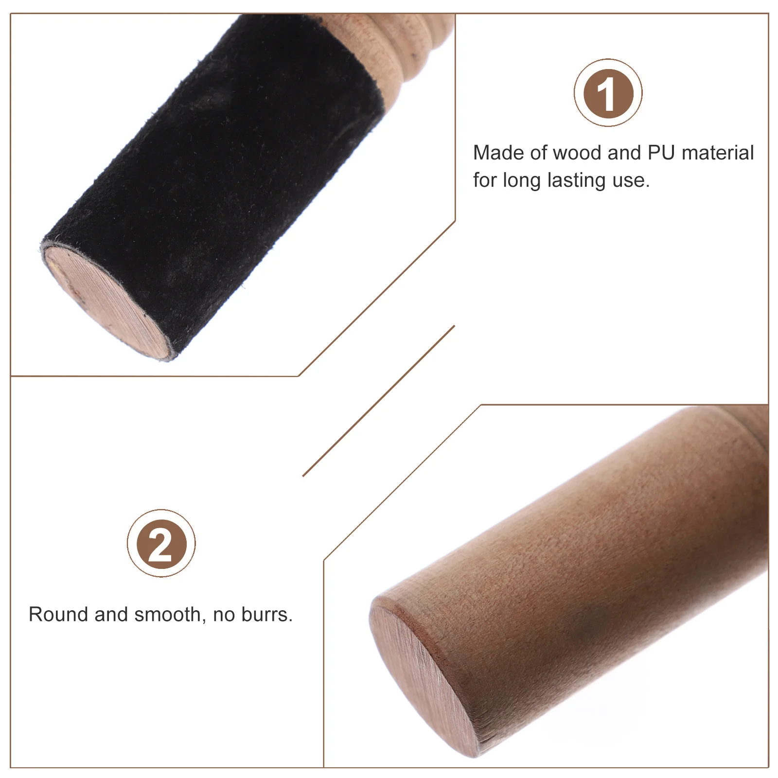 Wood Singing Bowl Mallet PU Wrapped Stick Fine Workmanship Sound Bowl Part for Relaxation Meditation Wooden Mallet
