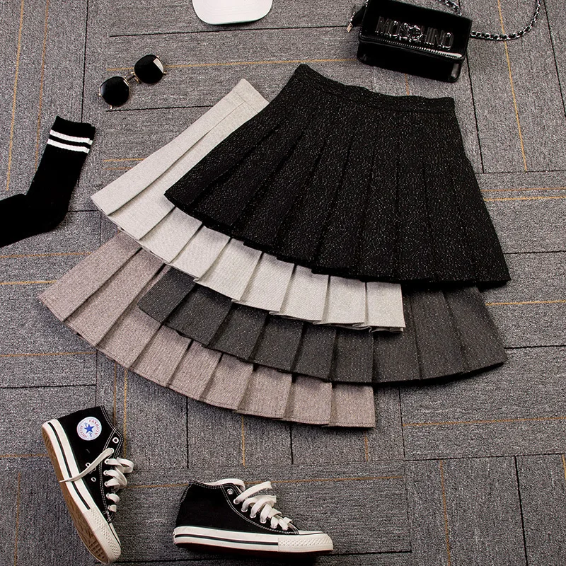 

Women's New Autumn and Winter Black Skirt High Waist Pleated College Style School Uniform Skirts Korean Fashion Clothing