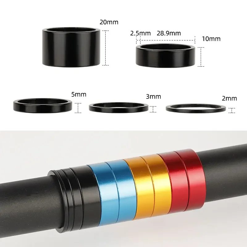 Bicycle Spacer 2 3 5 10 20mm Aluminum Washer for 1-1/8 28.6mm Steerer Tube mtb Road BMX Fork Stem Height Adjust Ring bicycle spacer