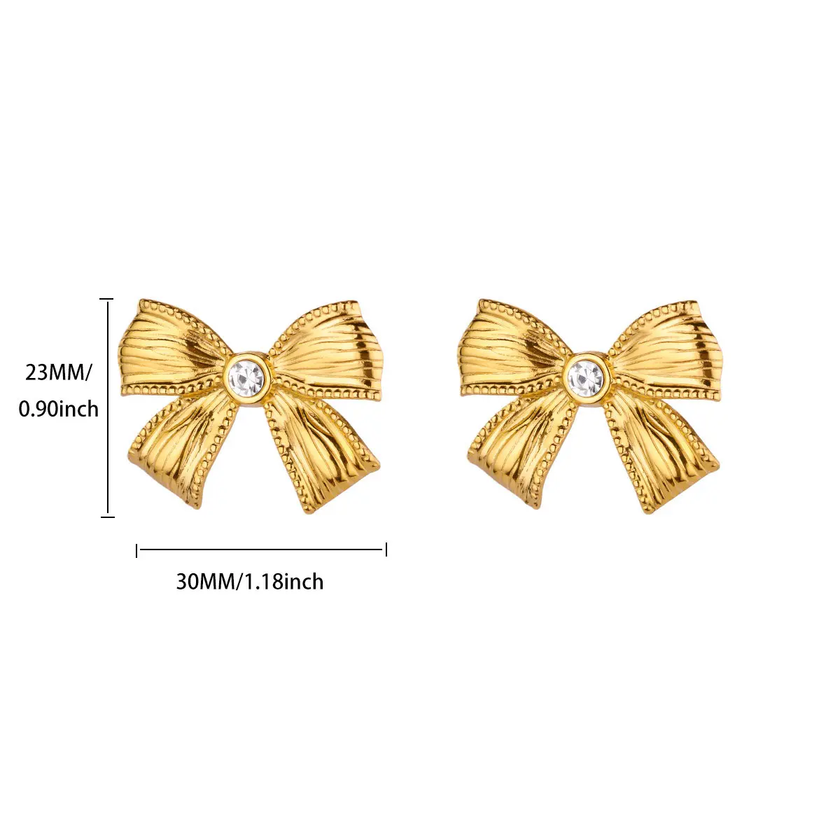 Stainless Steel Zircon Bowknot Earrings for Women
