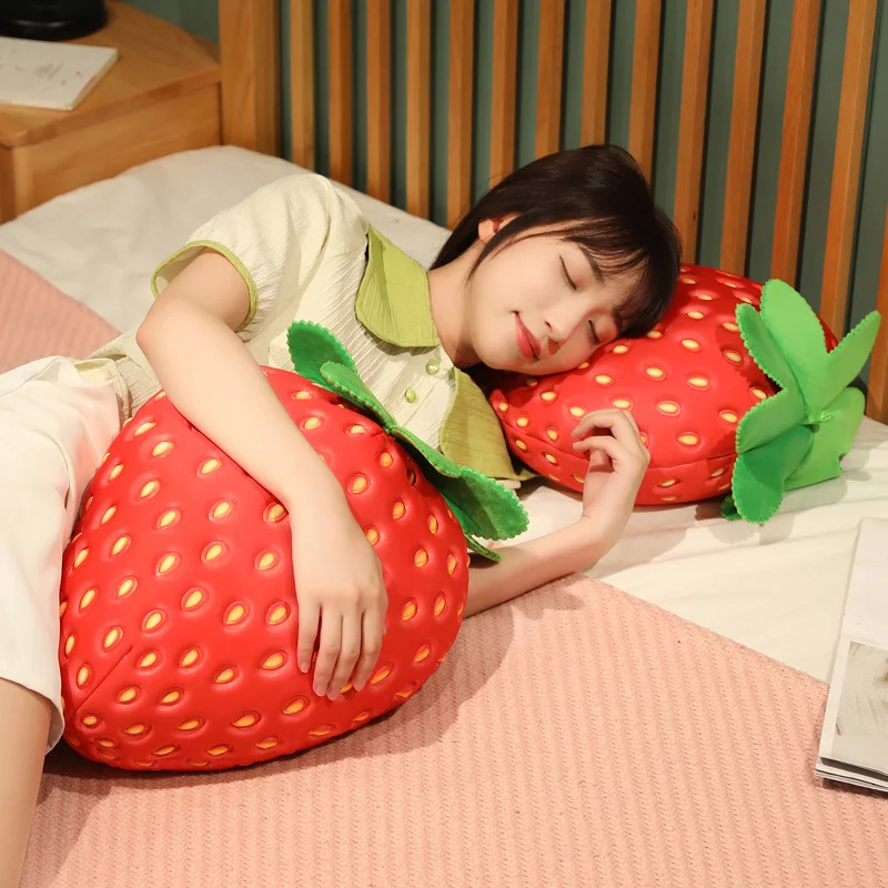 thumbnail image 2 of Fawowe Strawberry Plush Pillow - Soft Fruit Stuffed Toy, Cute Hugging Pillow Cushion For Kids & Home Decor, 19.6inch 2 of 14