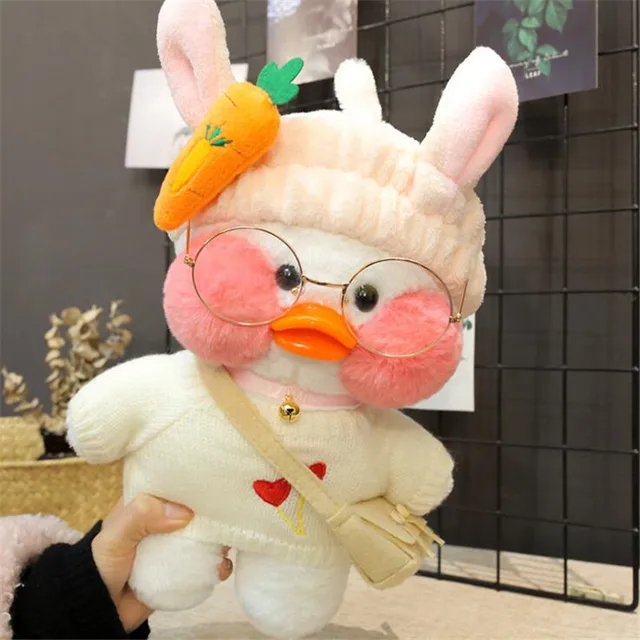 Kawaii Cartoon LaLafanfan 30cm Cafe Duck Plush Toy Stuffed Soft Kawaii Duck Doll Animal Pillow Birthday Gift for Kids Children 5