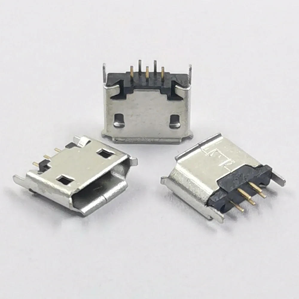 

50pcs/lot MICRO 5P female socket 180 degree Mike 5pin USB Jack socket Interface Connector Port Vertical DIP edge curl