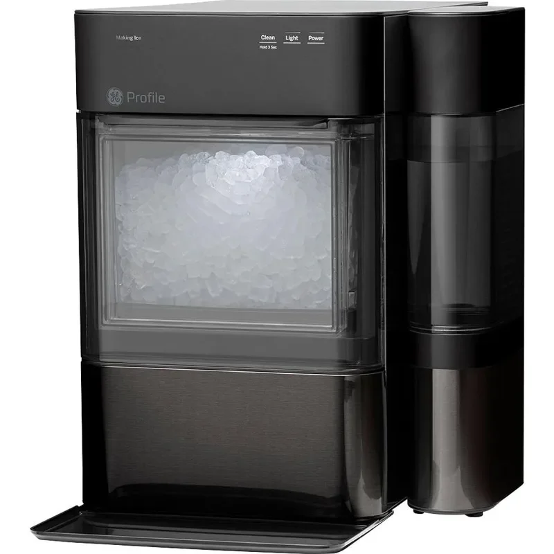 Countertop Nugget Ice Maker with Side Tank Ice Machine with WiFi Connectivity Smart Home Kitchen Essentials Black Stainless 1