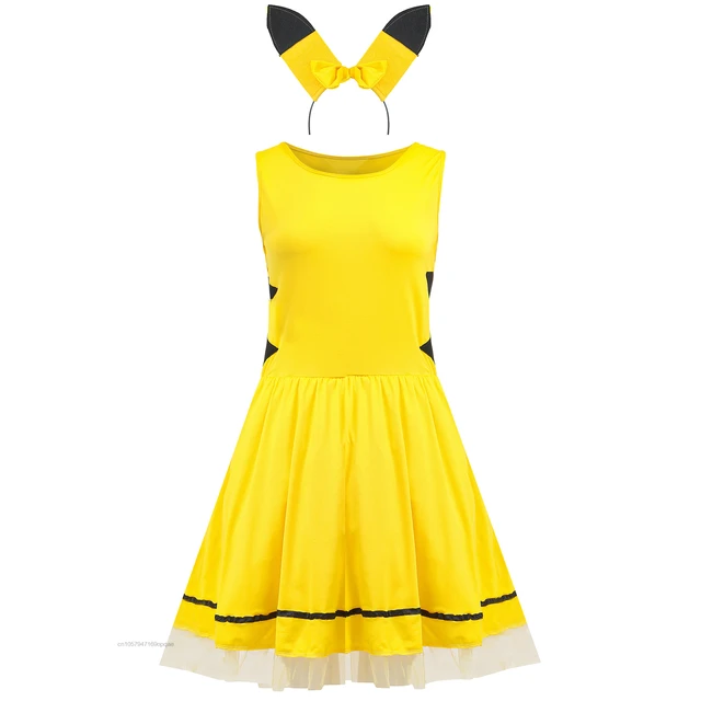 Pokemon pikachu trajes feminino cosplay sexy dia das bruxas adulto  desempenho traje fantasia vestido bar clubwear