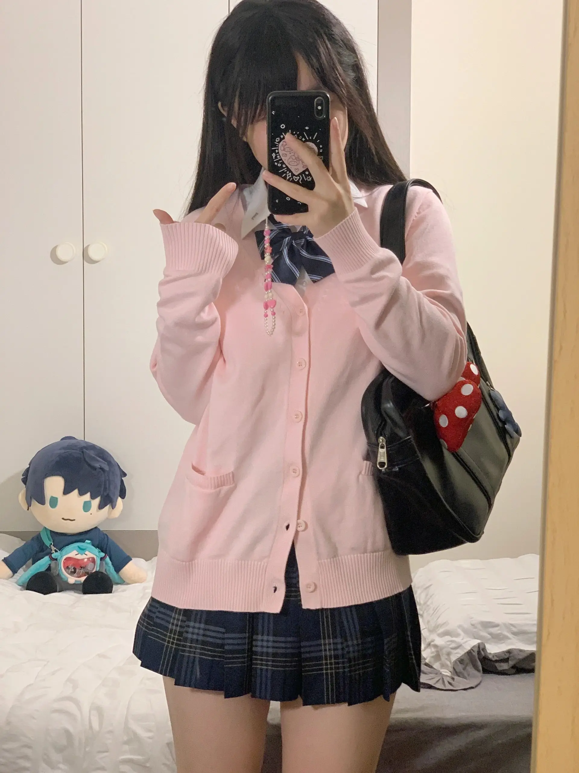Hfolob Womens Japanese Cute Knitted Cardigan Sweater Preppy