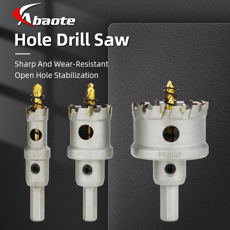 Hole Saw Drill Carbide Drill Bits Carbide Tip Titanium Core Center Drill Bit Hole Saw Cup Set Metal Alloy Wood Metalworking Cutter