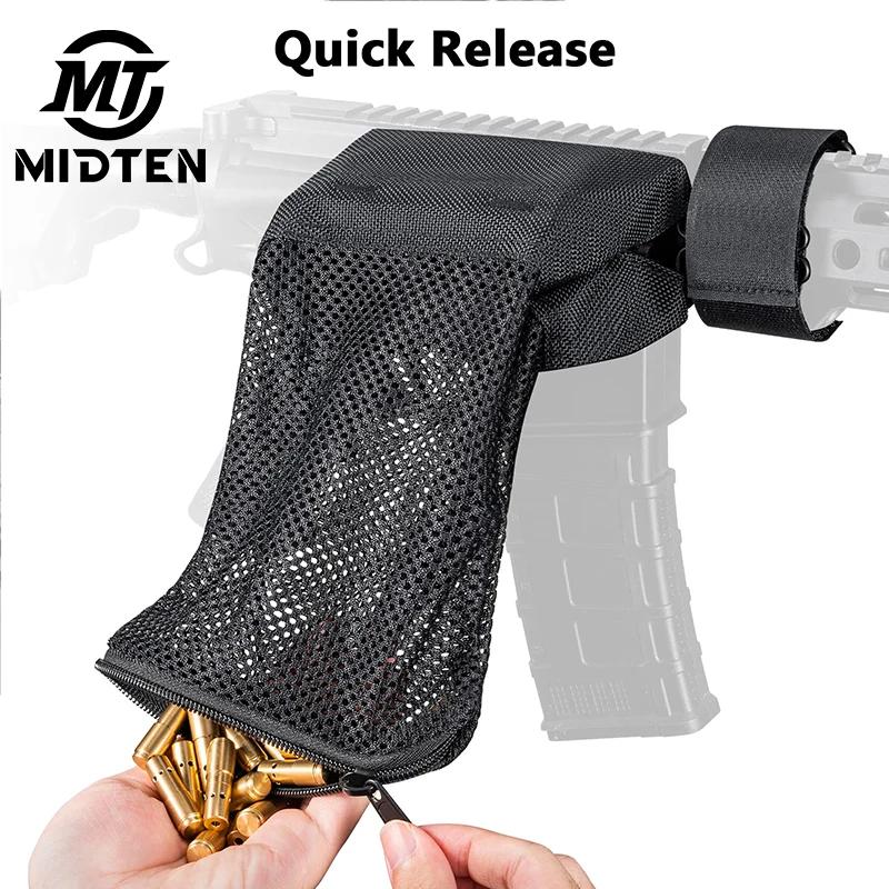 

MidTen Brass Shell Catcher Black Bag For Cartridge Collector Mesh Heat Resistant Padded Casing with Zippered Bottom Quick Releas