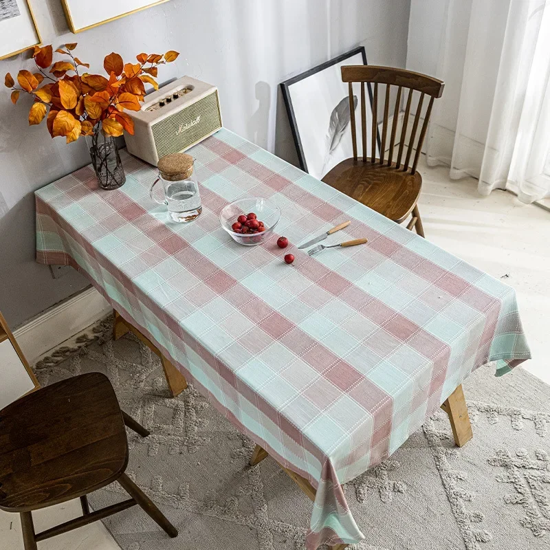 JY23-A Modern minimalist plaid dirt resistant home dustproof table mat decorative tablecloth 3
