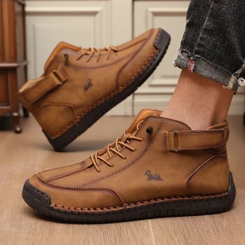 المرأة اليدوية الجلود حذاء كاجوال موضة حذاء من الجلد الأعمال في الهواء الطلق أحذية لينة أوم الكلاسيكية الكاحل عدم الانزلاق الشقق الخف 4