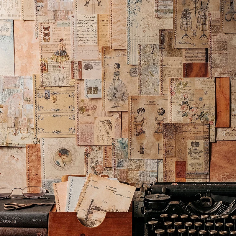 

10sheets Vintage Time Papers Pad for DIY Scrapbooking Background Decoration Card Making Crafts Supplies Journal Collage Paper