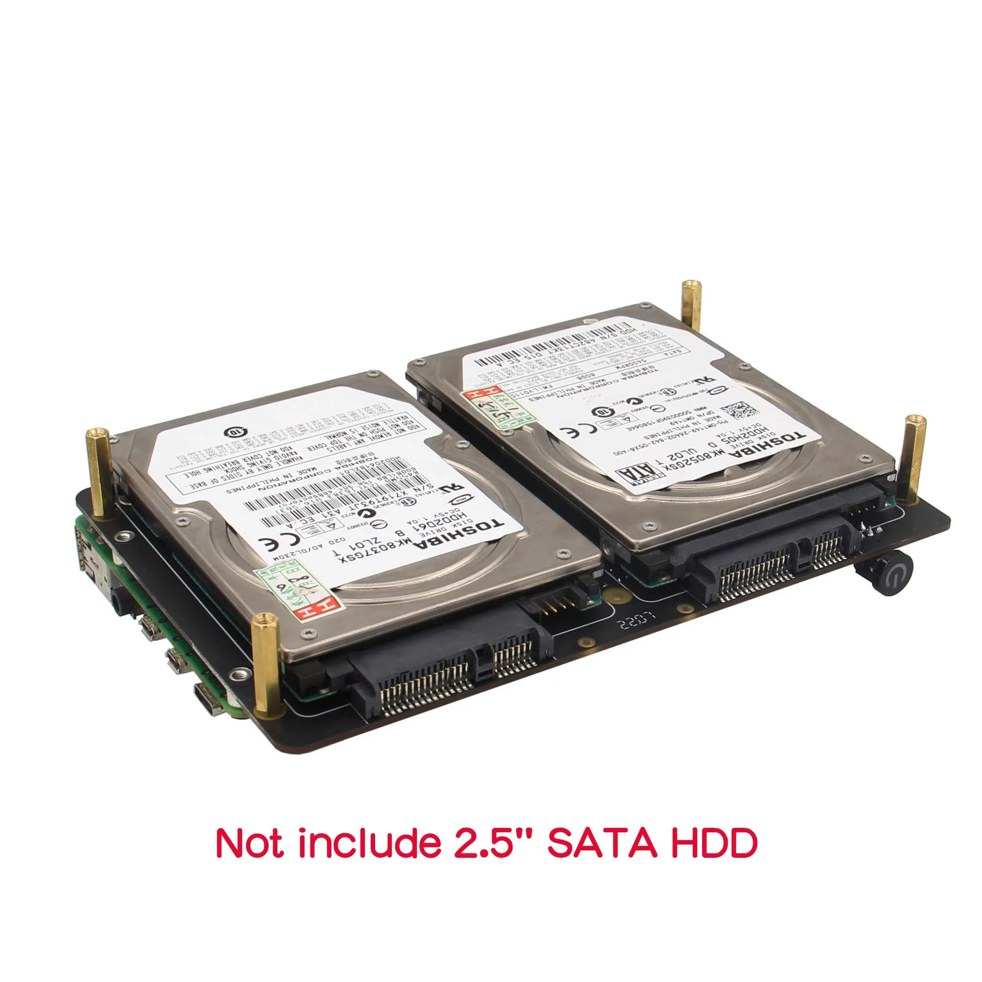 Naspi Gemini Duplo 2.5 Polegada Sata Hdd Ssd Placa Escudo & Caixa de Metal com Ventilador Pwm para Raspberry pi Modelo b - Imagem 3