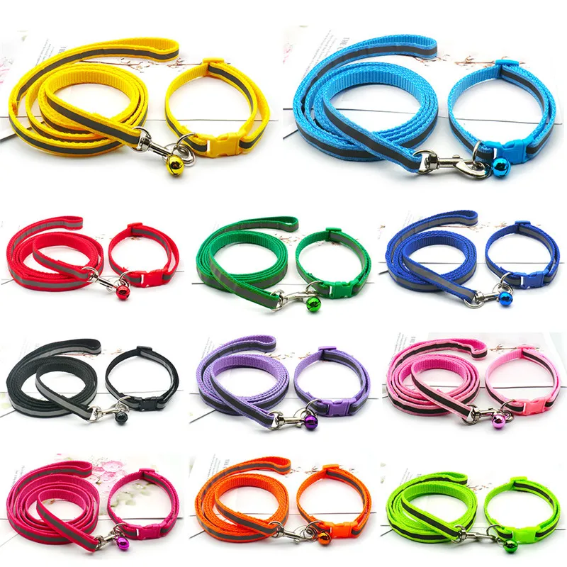 Reflective Pet Leash Kitten and Dog Collar Adjustable Walking Rope Set for Dogs and Cats Go Out Traveling Pet Accessories 