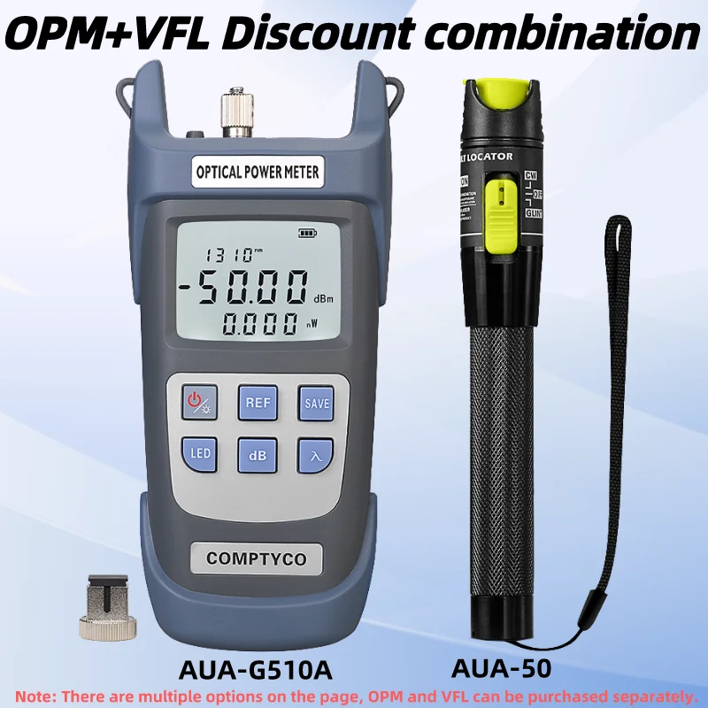 

FTTH Optical Power Meter(OPM -50 ~+26dBm)&Visual Fault Locator(50/1/10/20/30mw VFL) Fiber Optic Cable Tester Tool Kit (Optional)