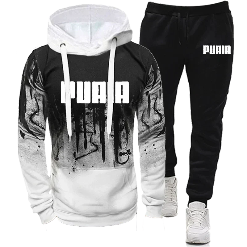 Splash Ink Sweatshirt Suit Men's Long Sleeve Set of Two Pieces for Men New in Hoodies & Sweatshirts Sports Suits Man Pants Sets