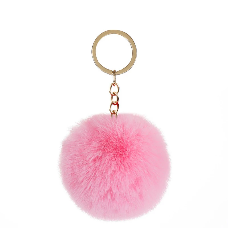 Fluffy Fur Pom Pom Keychain Soft Faux Rabbit Fur Ball Car Keyring Pompom Key Chains Key holder Women Bag Pendant Jewelry Gifts key chains rabbit fur keychain