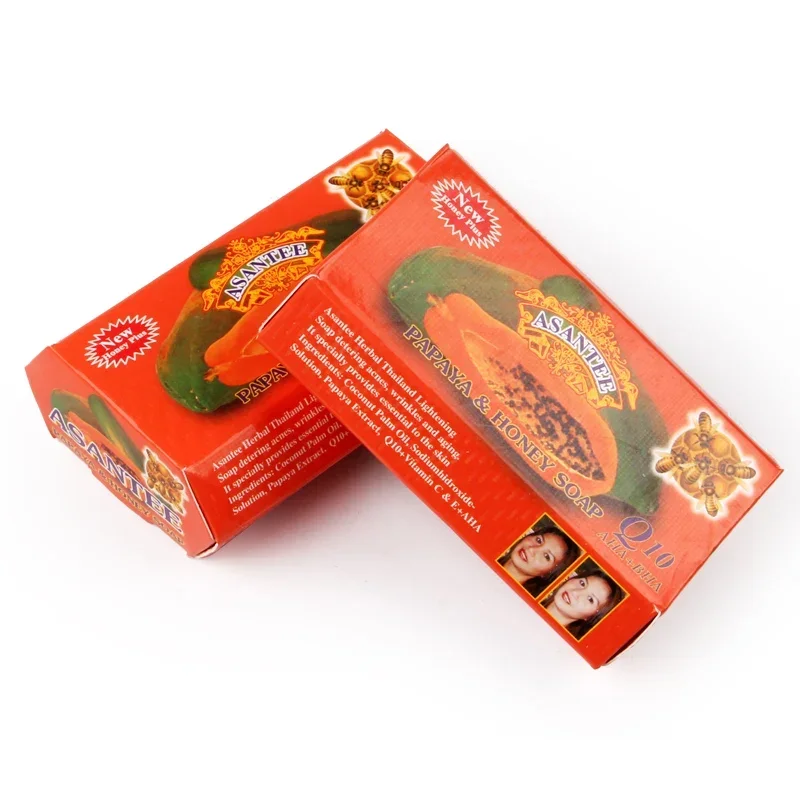 2 Pack Thailand ASANTEE Papaya Honey Herb Soap Whitening Handmade Soap Lightening Skin Moisturizing Cleansing Anti-aging body whitening soap