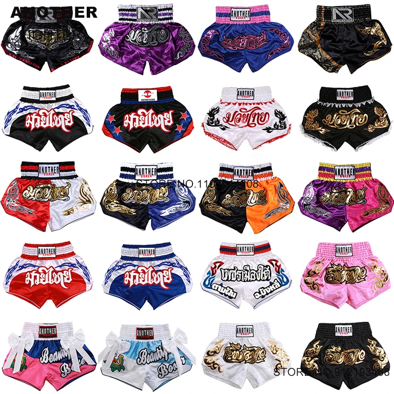 Muay Thai Shorts Stylish Modern Thai Boxing Shorts Men Women Kid Satin MMA Martial Arts Clothes Gym Cage Fight Kickboxing fitness training shorts