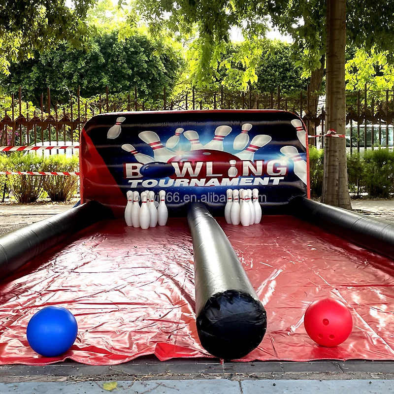 Hot Sale Sport Game Double Lane Inflatable Bowling Game For Kids Bowling Pin Shape Inflatable Alley with Balls
