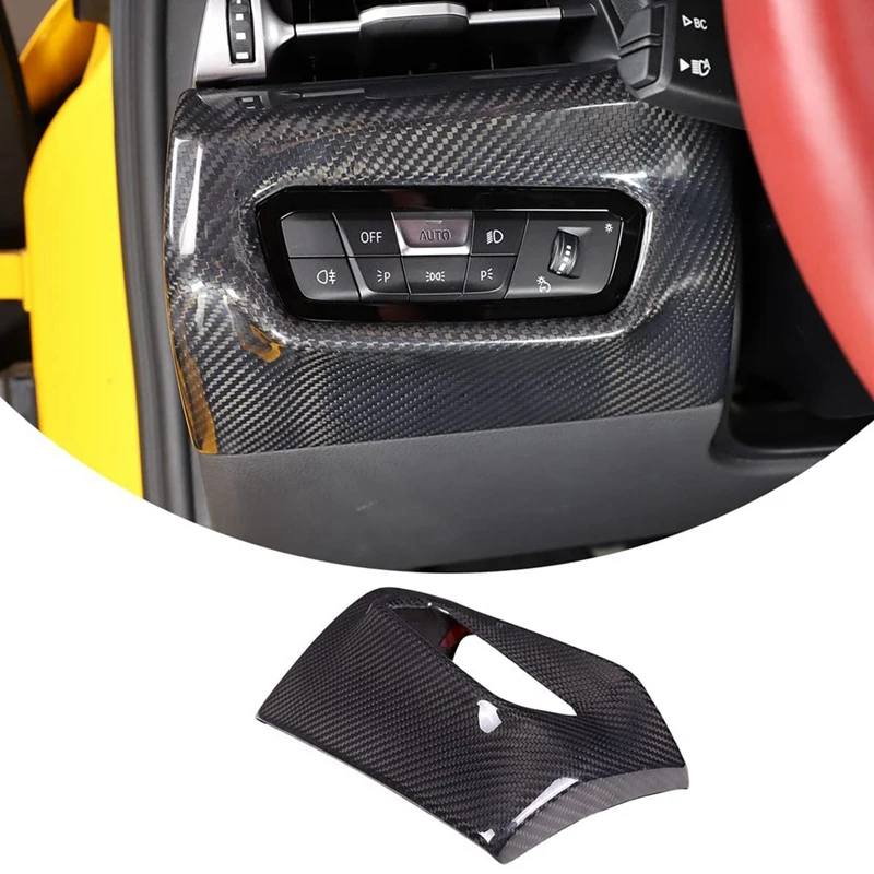 

1 Piece Car Headlight Switch Decorative Frame Sticker Trim Carbon Fiber Replacement For Toyota Supra 2019-2022