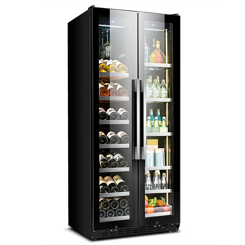 350L Double Glass Door Wine and Beverage Refrigerator