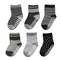 6 Pairs Kids Socks Striped Star Pattern Non-slip Floor Socks For Toddler Baby Boys Socks 2