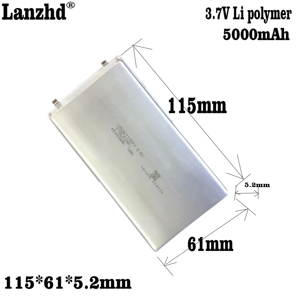 

1-10pcs 5261115 3.7V 5000mAh mobile power supply Li Polymer lithium Soft package battery equipment durable type