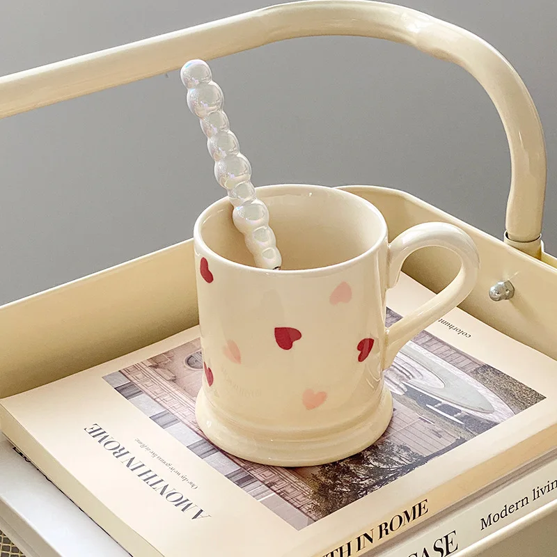 Heart-shaped Ceramic Dinnerware Set Dinner Plate Rice Salad Bowl Coffee Mug Japanese Love Warm Gift for Valentine day Ceramic Tableware Set
