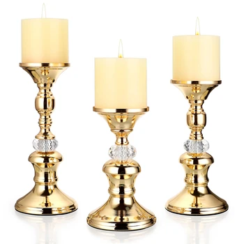 Gold Crystal Pillar Candlestick 1