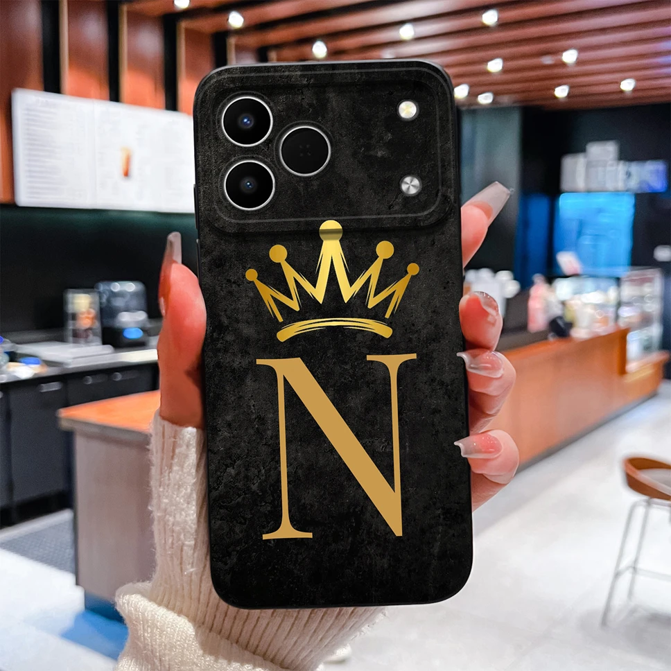 Luxurious A to Z Letters Smooth Camera Protective Soft Phone Case Cover