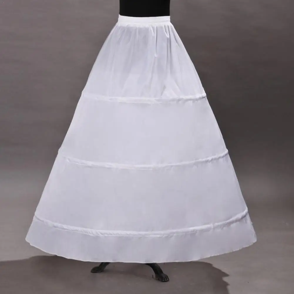 

Women 3hoops A-line Petticoat Adjustable Drawstring Wedding Crinoline Dress Single Bridal Waist Gown White Underskirt Ball G0t2