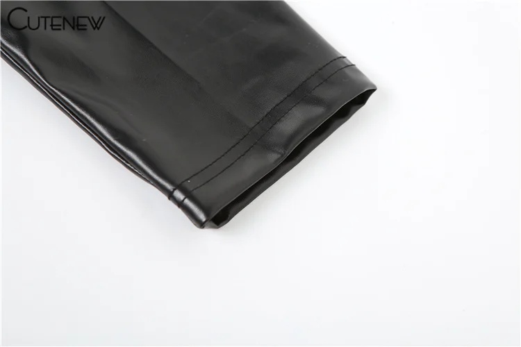 Women's PU leather Solid Top Hollow Out Long-Sleeved T-shirt Casual Clothing Shirt New Sexy Slim Femme Streetwear 9 Women's PU leather Solid Top Hollow Out Long-Sleeved T-shirt Casual Clothing Shirt New Sexy Slim Femme Streetwear