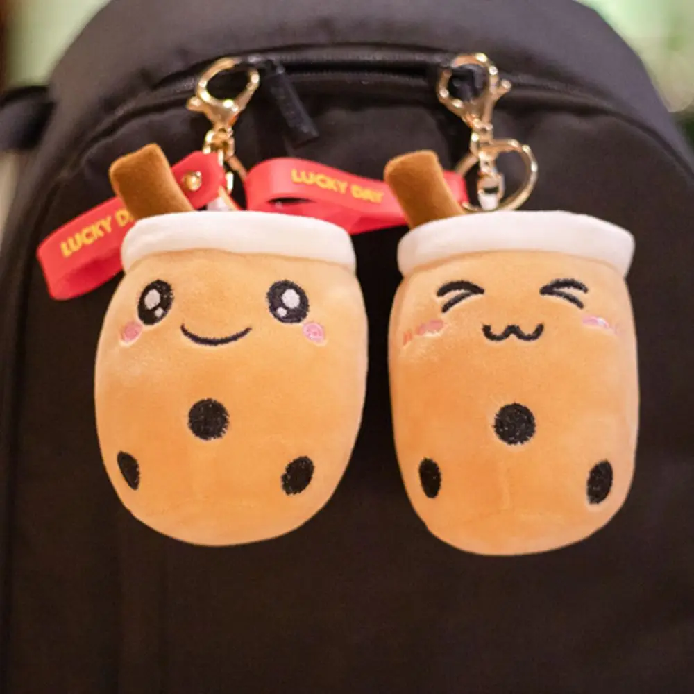 Birthday Gifts for Girls Cartoon Design Car Key Ring Ornaments Bubble Milk Tea Keychain Plush Toy Pendant Women Key Chain