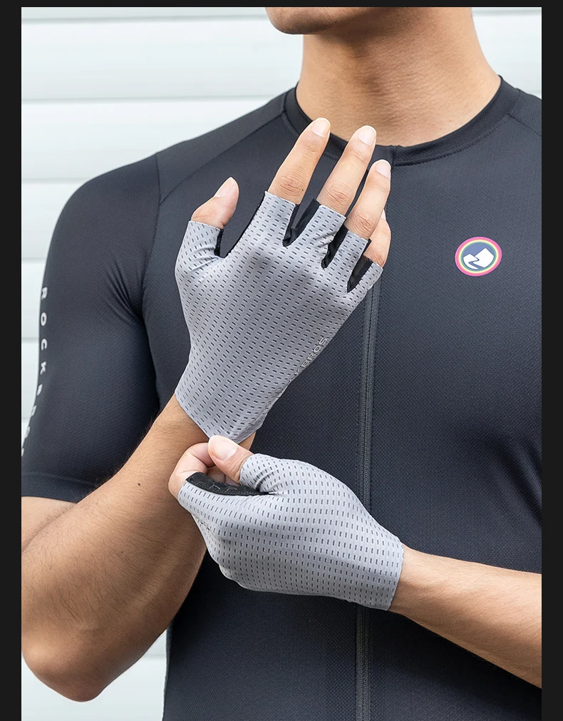 ROCKBROS Fahrradhandschuhe Halbfinger MTB Fahrradhandschuhe rutschfeste stoßdämpfende atmungsaktive Handschuhe Sommershorts Handschuhe – Detail 11