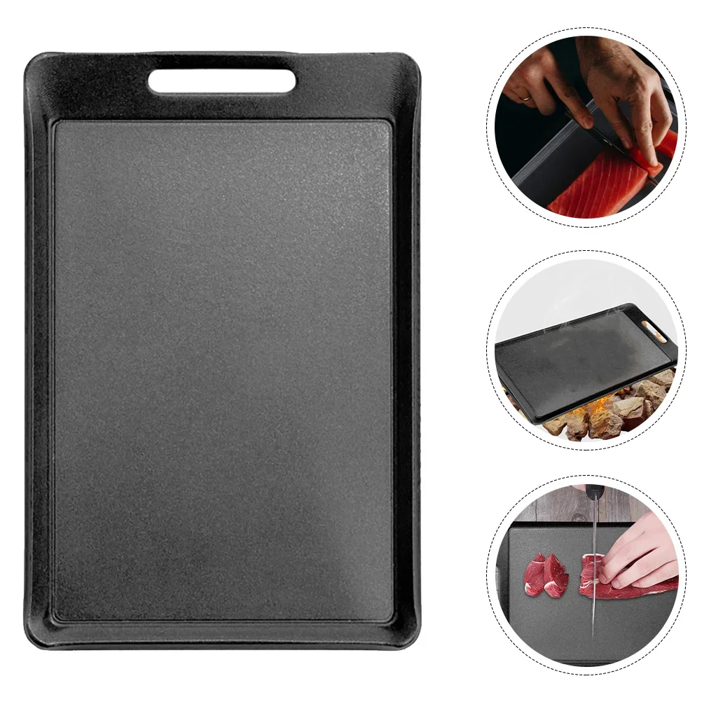 Grill Plate Tray 1pc Barbecue Pan Iron Barbecue Plate Tray Stovetop Plate for Camping BBQ Grilling
