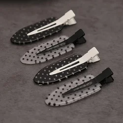 Elegant Black and White Polka Dot Acrylic Hair Clips - Minimalist Design, Secure Hold, Perfect (4pcs)