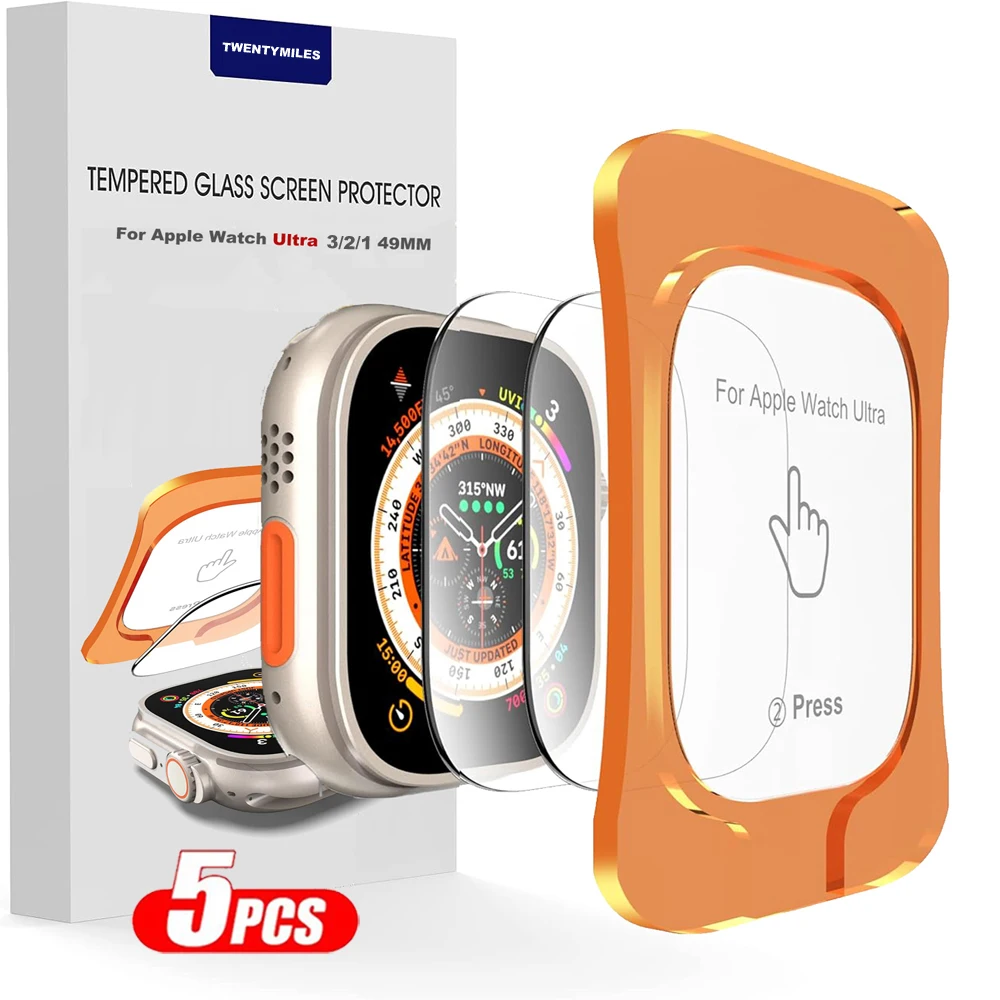 애플 워치 울트라 1/2/3 49mm용 강화유리 정렬 도구 포함 스크린 보호필름 iWatch 울트라 1 2 3 49mm 액세서리