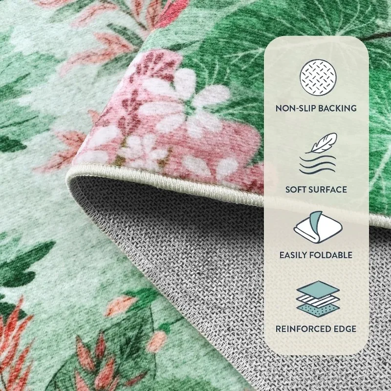 Green Living Room Carpet Retro Jungle Bedroom Rug Fashion Machine Washable Non-slip Sofa Coffee Table Floor Mats Ковер Tapis 러그