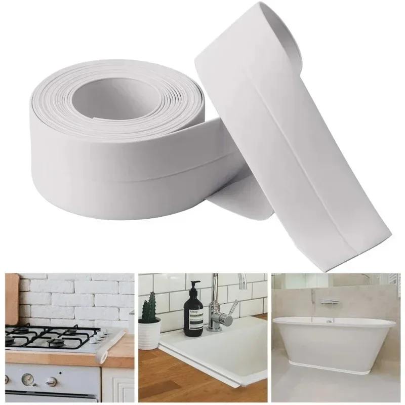 Hot 3.2M Self-adhesive Sealing Tape PVC Oil-Proof Kitchen Sink Edge Caulk Tape Waterproof Bathroom Toilet Corner Wall Sticker