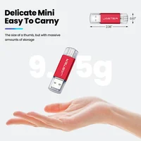 TYPE-C USB Flash Drives 128GB 2in1 USB Stick Red Black 64GB Mini Metal Pen Drive 32GB Creative Gift Pendrive Black USB-C U Disk 2