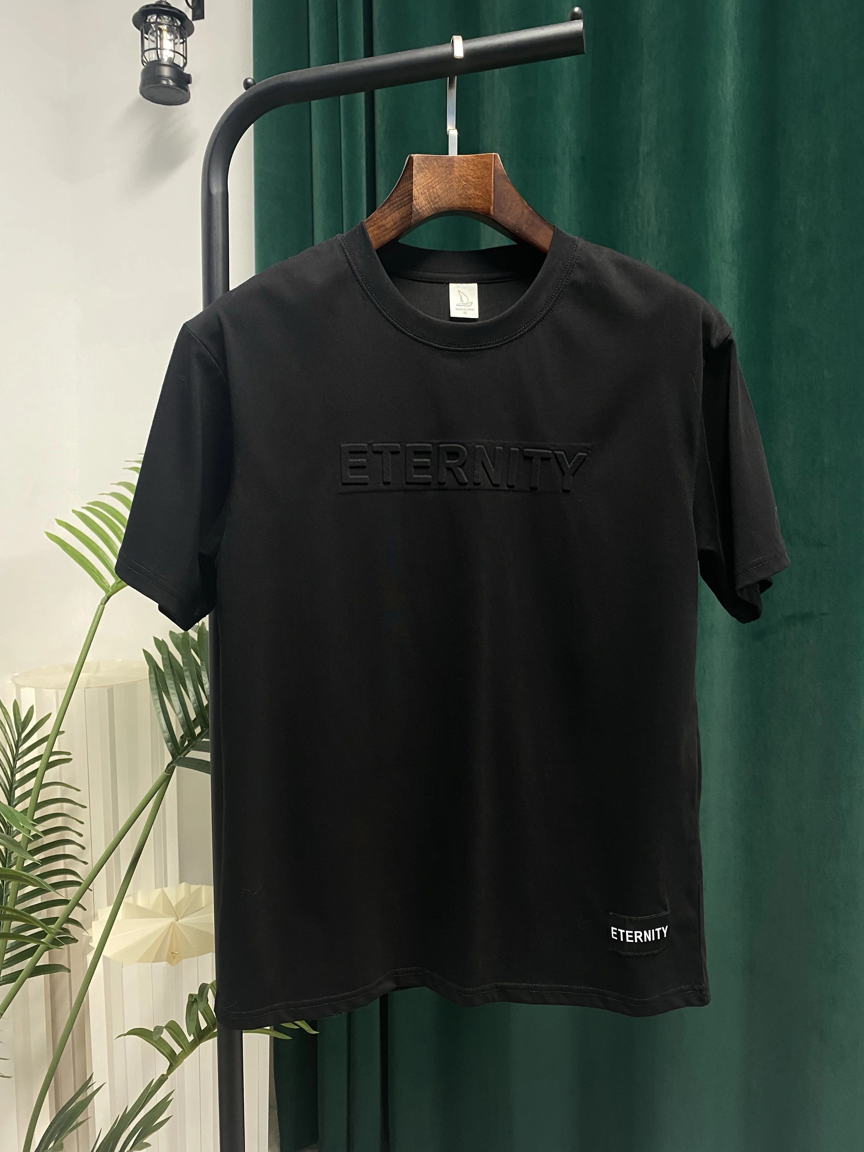 

Daily Casual Loose Round Neck Solid Color Top Short Sleeve 100% Cotton Letter Print Men's Breathable High-quality T-shirt