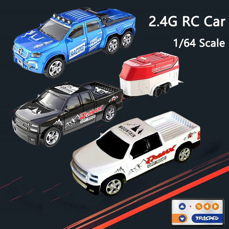 1/64 RC카 2.4G 4륜구동 레이싱 트럭 미니 무선 조종 드리프트 합금 트럭 자동차 라이트 오프로드 차량 어린이 남자아이 장난감 선물