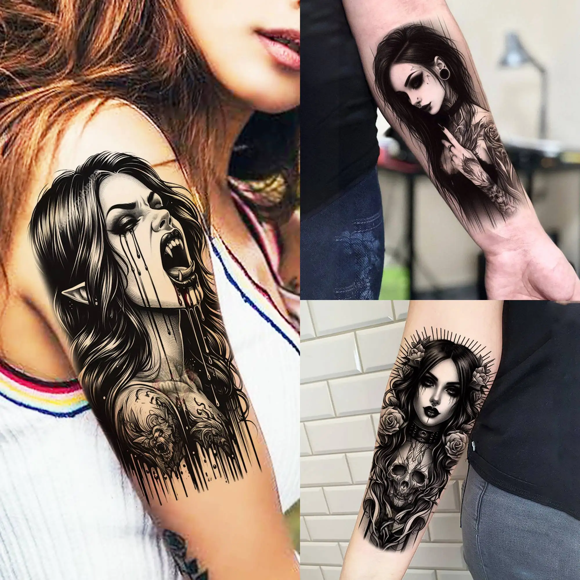 Girl Face Tattoo on Arm: The Ultimate Guide to Realistic Temporary Tattoos  for Halloween and Beyond, image size:1999x1999