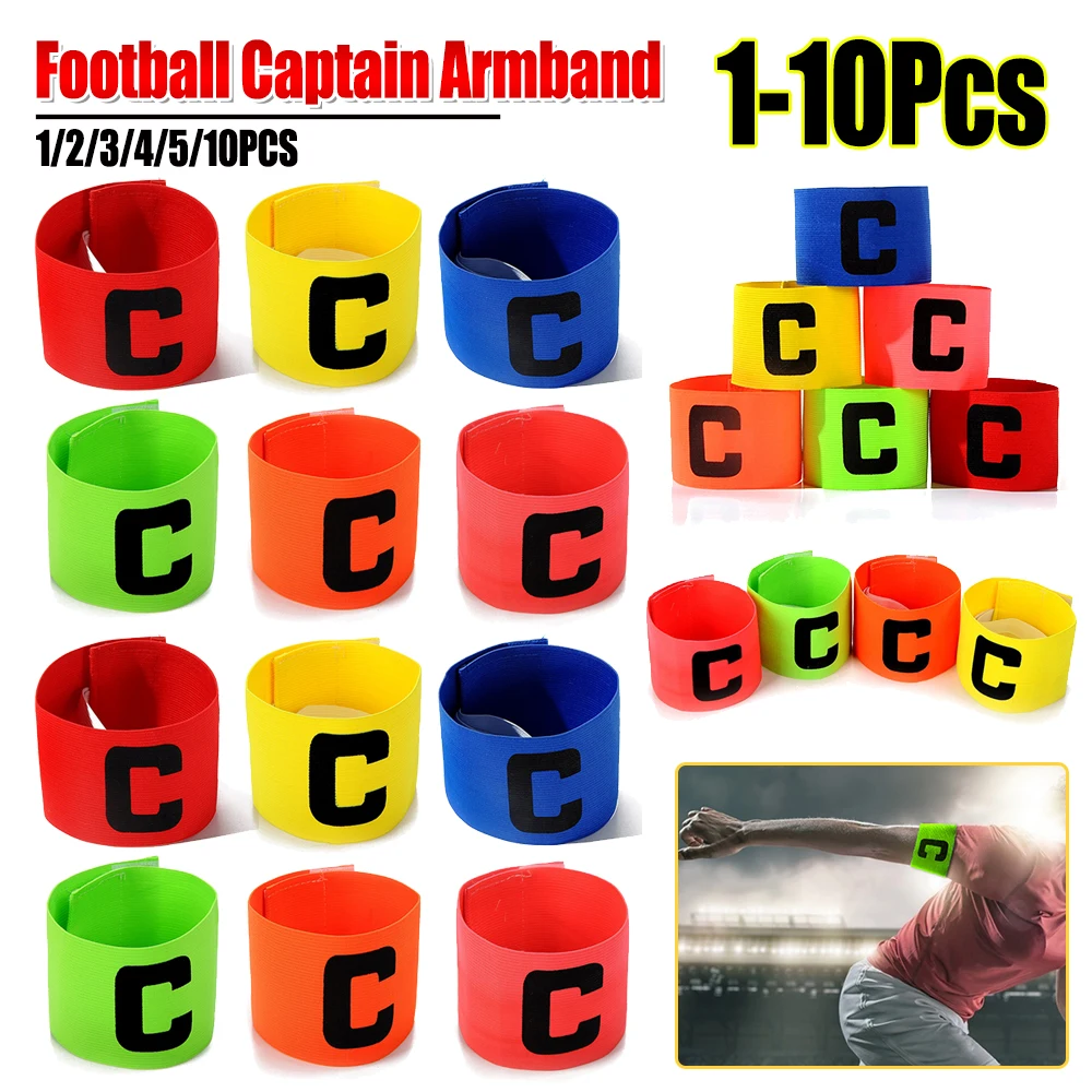 Football Captain Armband 10-1PCS Bright Color Kid Adults Adjustable Soccer Arm Band Competition Gift Training
