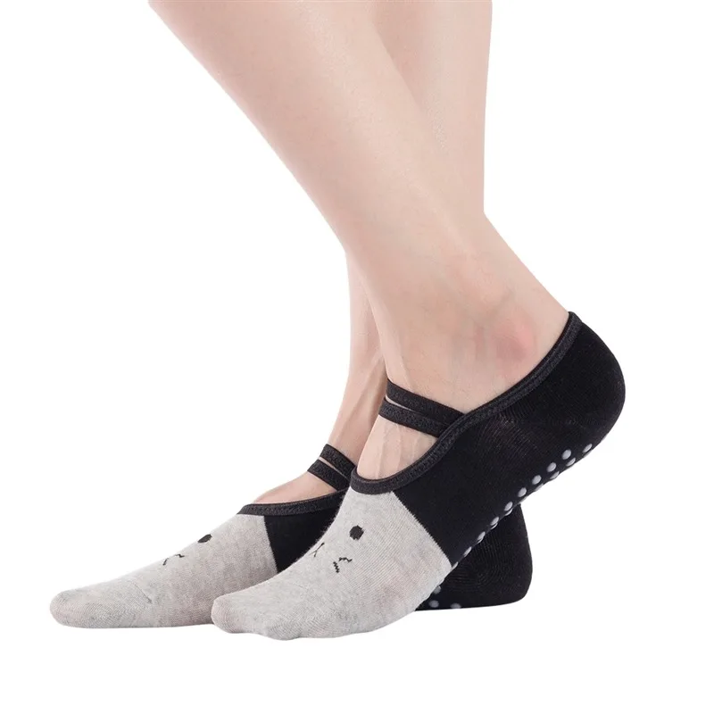 Women Yoga Socks Silicone Anti-slip Ballet Pilates Socks Women Backless Breathable Bandage Dance Sports Socks 2023