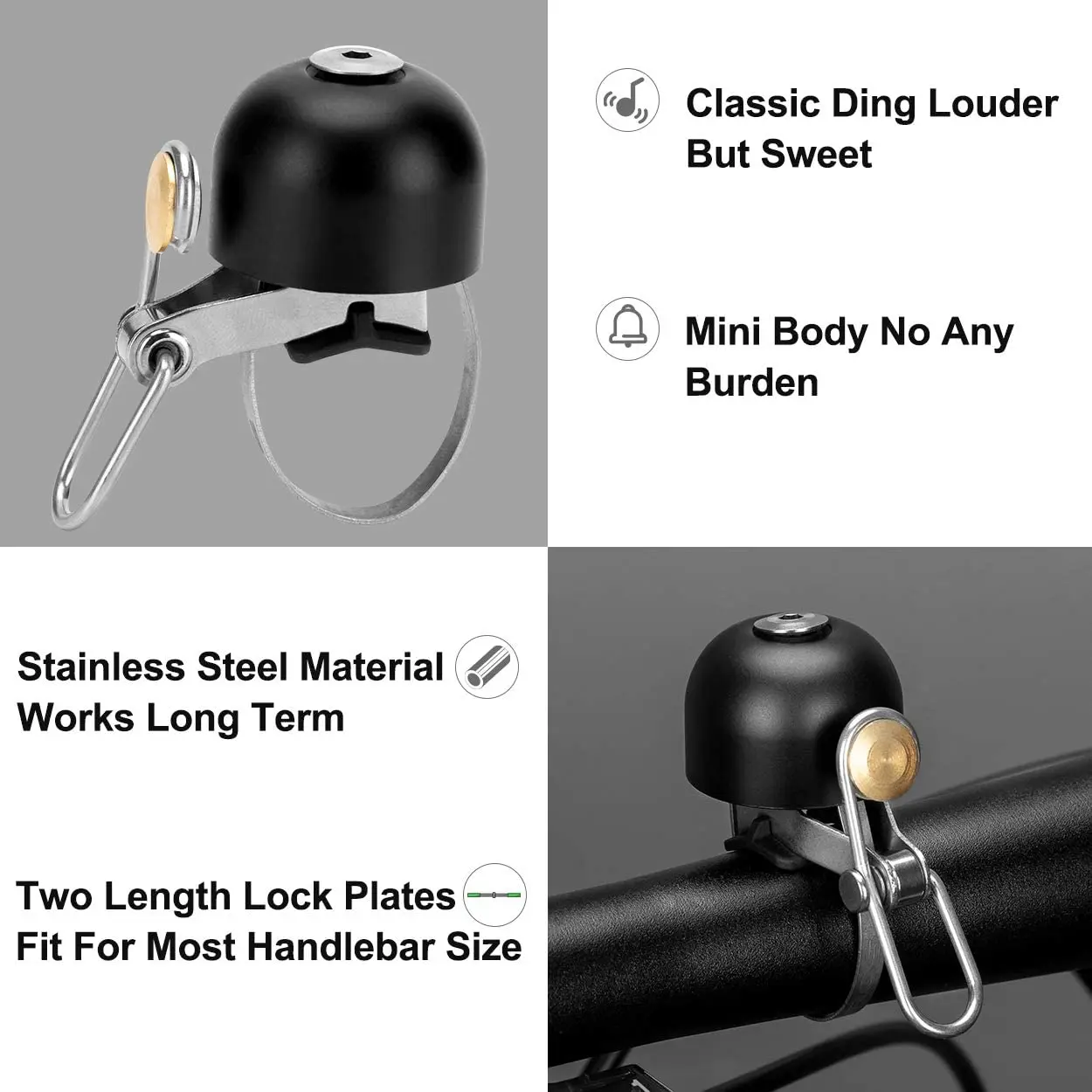 Description Picture 6 of itemRetro Classical Bicycle Bell Clear Loud Sound Steel Copper MTB Mountain Bike Handlebar Ring Horn Safety Cycling Warning Alarm