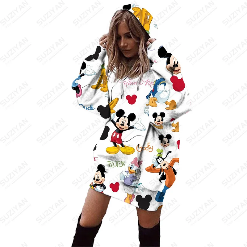 

Disney Mickey Mouse Print Long Sleeve Hoodie For Women Patterns Hot-Selling Casual Dresses Women Summer Women's Clothing Girl