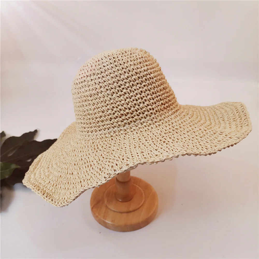 2021 Summer Korean Women's Fisherman Hat Lace Woven Straw Hat Strap Art Style Japanese Beach Sunshade Hat